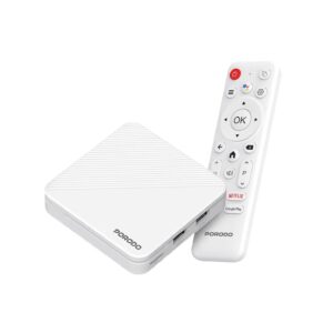 Porodo Echobox Android TV Box with 4K Ultra HD Streaming – White