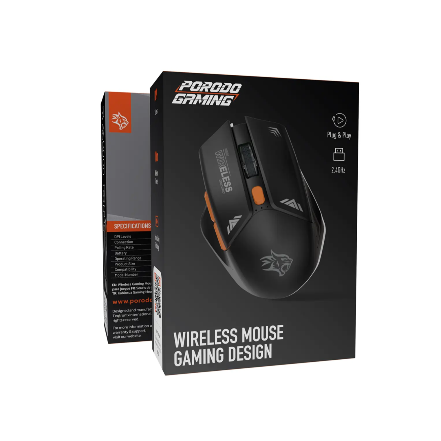 Porodo Gaming Wireless Mouse PDX323- Black - Image 3