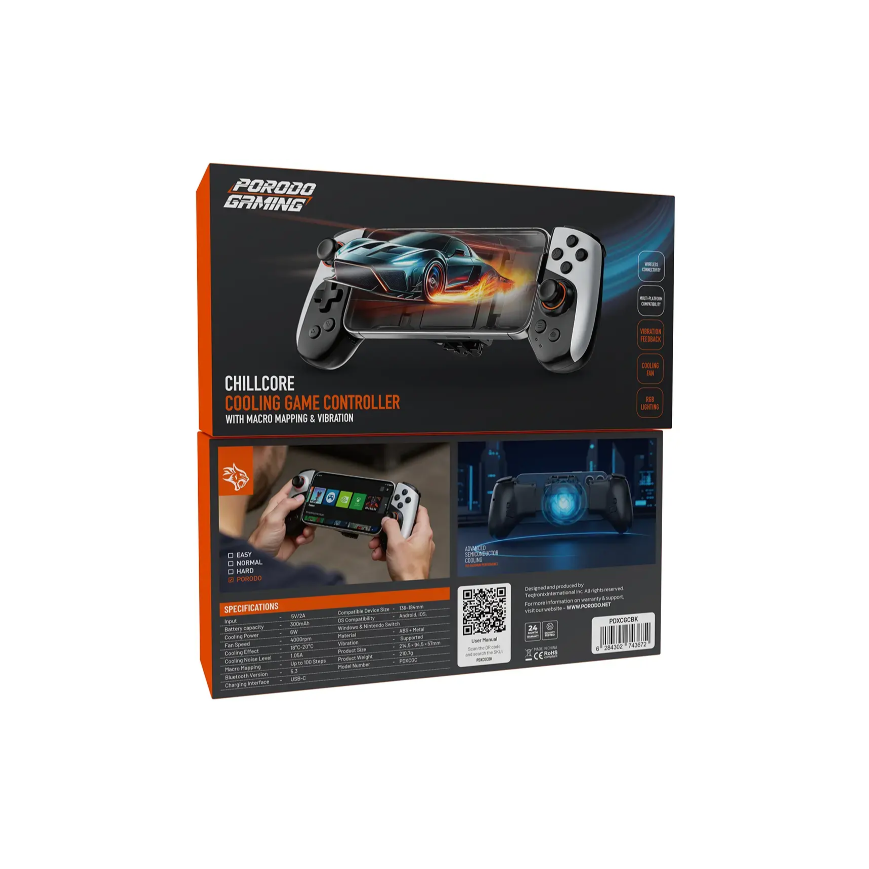 Porodo Gaming Chillcore Cooling Game Controller with Macro Mapping & Vibration - Image 4