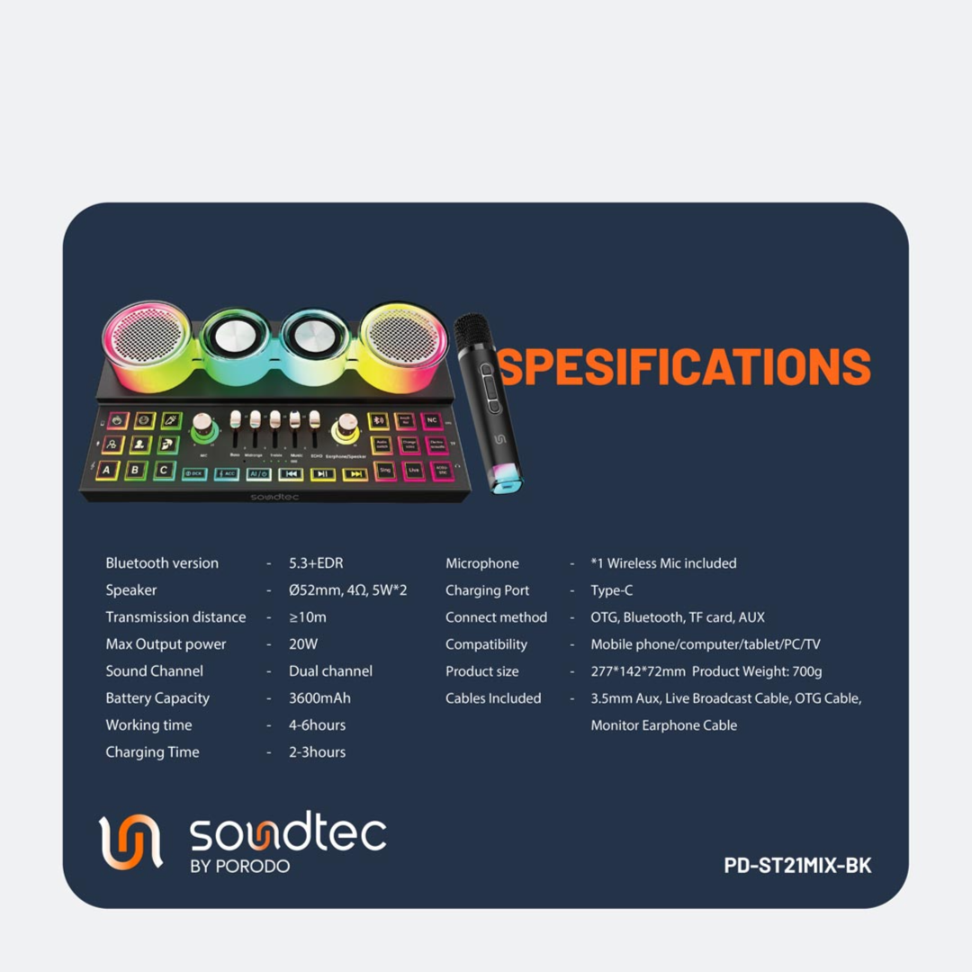 Porodo Soundtec Audiolink Multi-Platform Audio Mixer and Speaker - Image 4