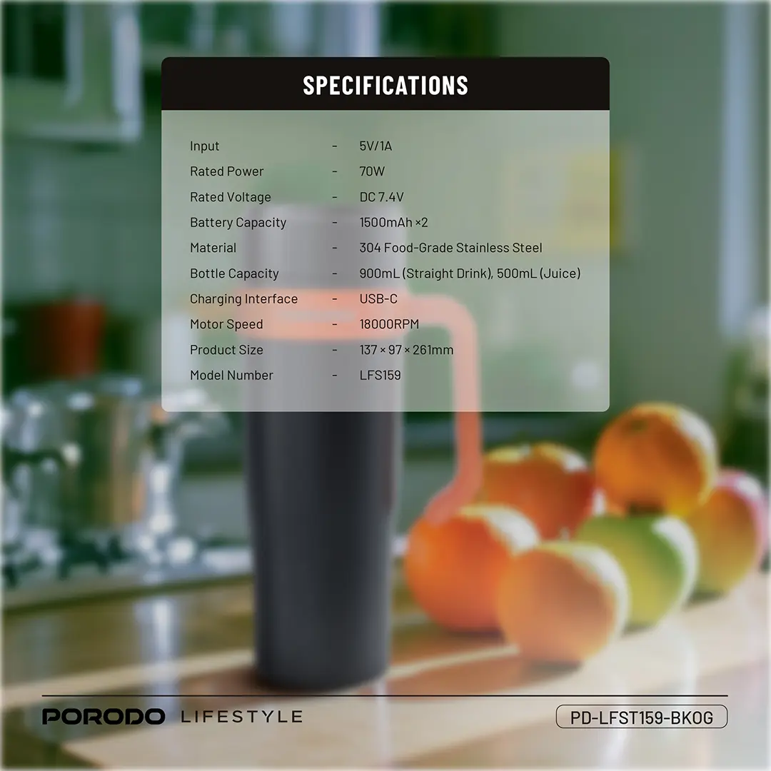 Porodo Portable Blender 900Ml Lfs159 - Image 2