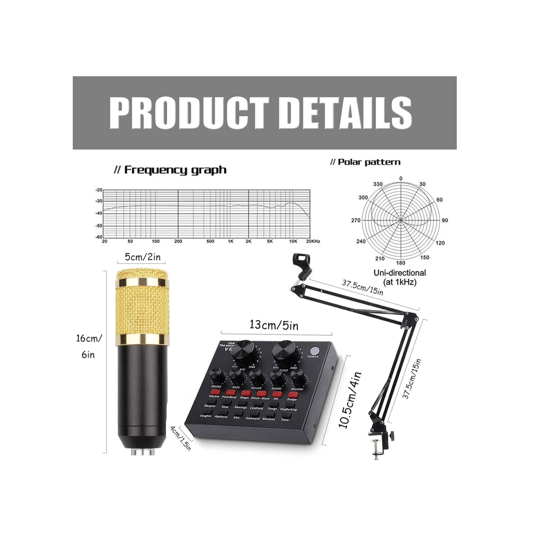 Professional Condenser Microphone Kit with Sound Card & Mixer - Image 4